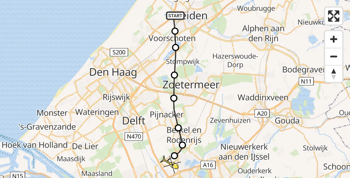 Routekaart van de vlucht: Lifeliner 2 naar Rotterdam The Hague Airport, Schooltuinen De Akkerdistel