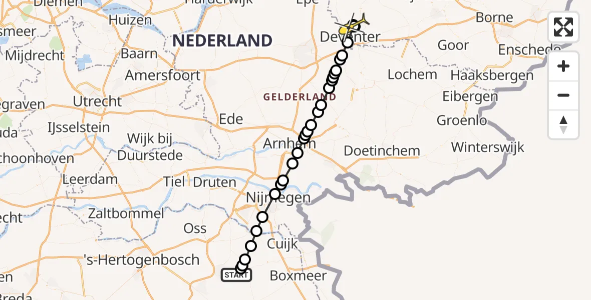 Routekaart van de vlucht: Lifeliner 3 naar Deventer, Nieuwedijk