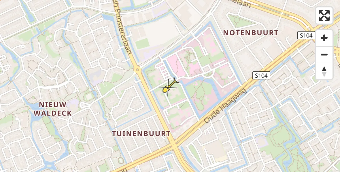 Routekaart van de vlucht: Lifeliner 2 naar Den Haag