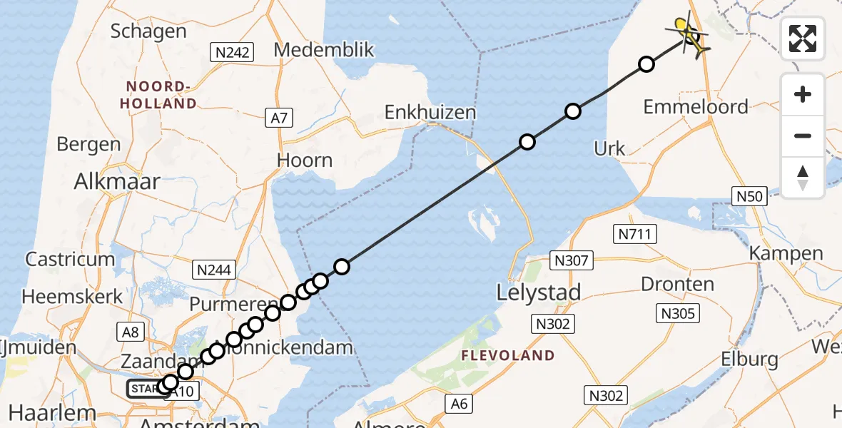 Routekaart van de vlucht: Lifeliner 1 naar Bant, Westhaven
