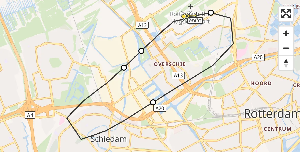 Routekaart van de vlucht: Lifeliner 2 naar Rotterdam The Hague Airport, Zaventembaan