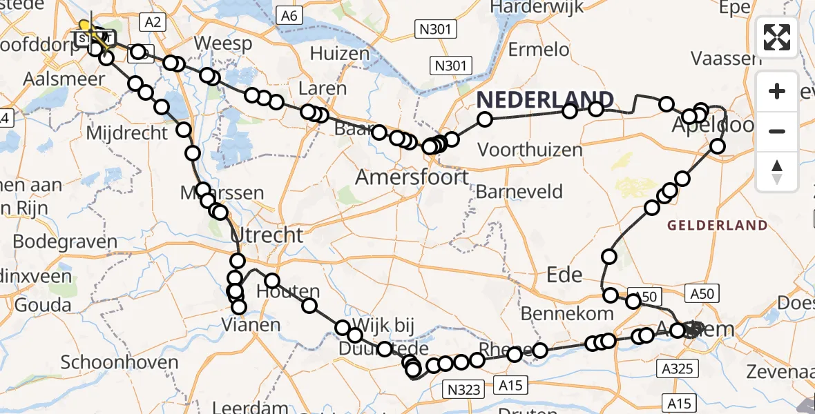 Vluchtroute Politiehelikopter van Schiphol naar Schiphol