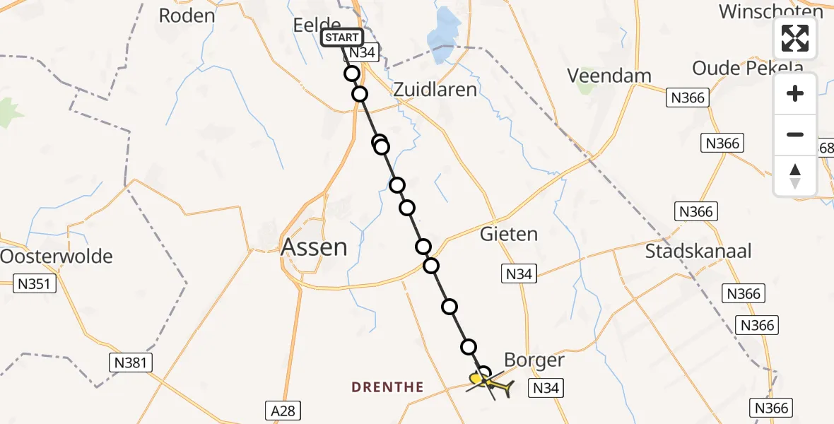 Routekaart van de vlucht: Lifeliner 4 naar Westdorp, Molenweg