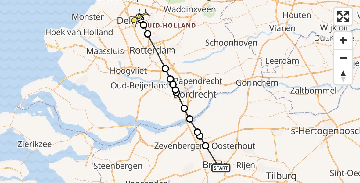 Routekaart van de vlucht: Lifeliner 2 naar Pijnacker, Wagemakerspark