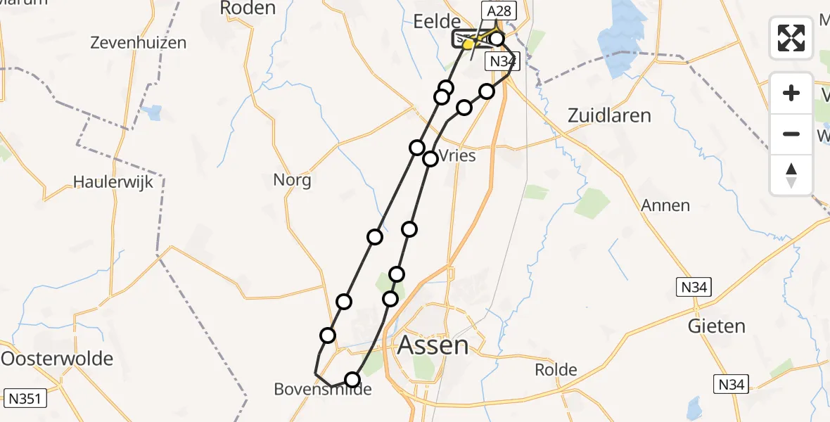 Routekaart van de vlucht: Lifeliner 4 naar Groningen Airport Eelde, Vissersweg
