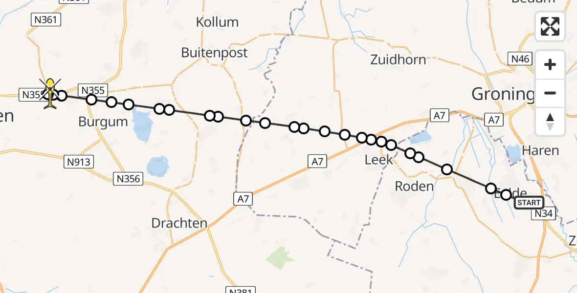 Routekaart van de vlucht: Lifeliner 4 naar Ryptsjerk, Machlaan