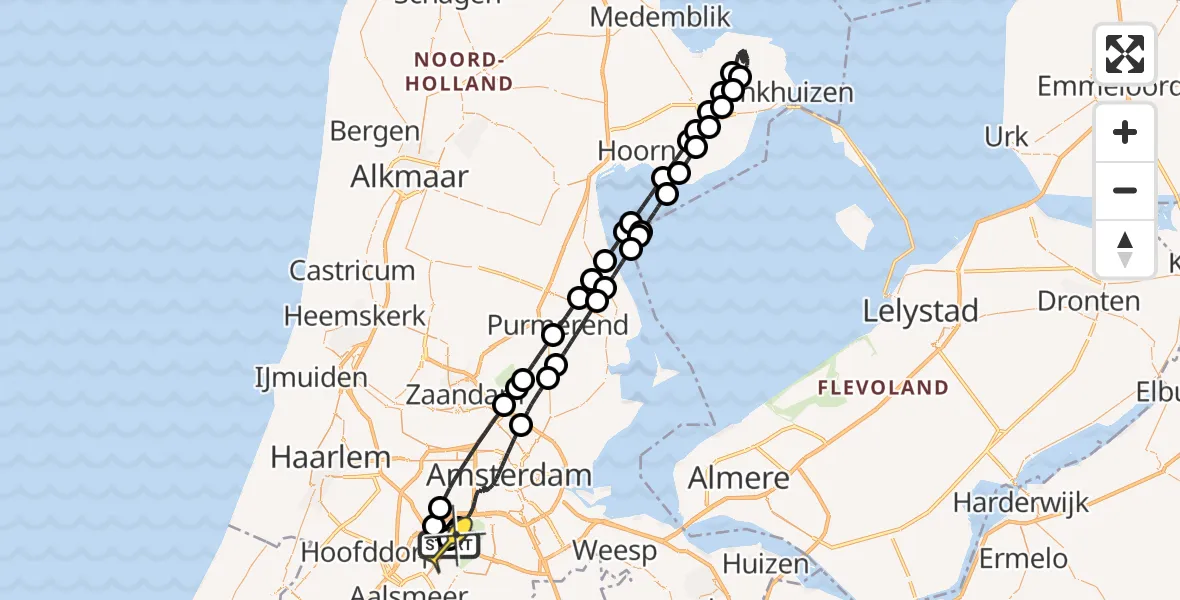 Vluchtroute Politiehelikopter van Schiphol naar Schiphol