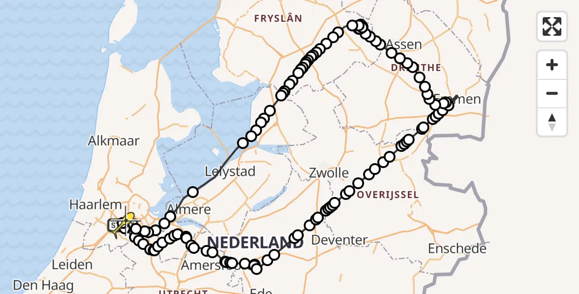 Vluchtroute Politiehelikopter van Schiphol naar Schiphol