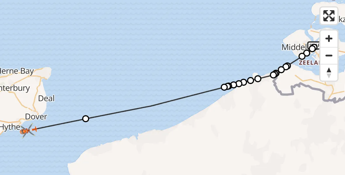 Vluchtroute Kustwachthelikopter Vliegveld Midden-Zeeland - , 06 juli 2025, 09:58