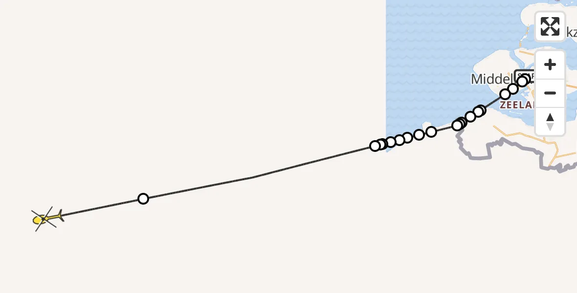 Routekaart van de vlucht: Kustwachthelikopter naar Rijksweg