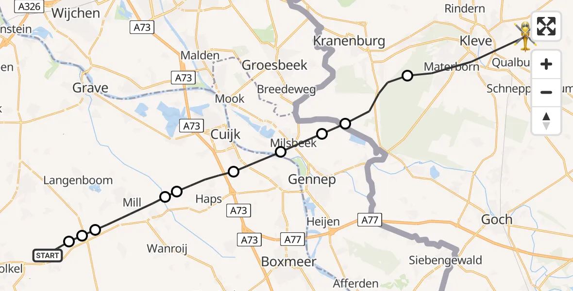 Vluchtroute Traumahelikopter Vliegbasis Volkel - , 06 juli 2025, 11:56