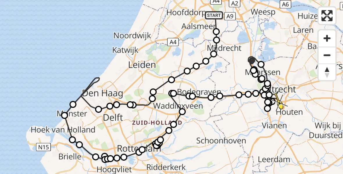 Routekaart van de vlucht: Politiehelikopter naar Utrecht, Ockenburgh