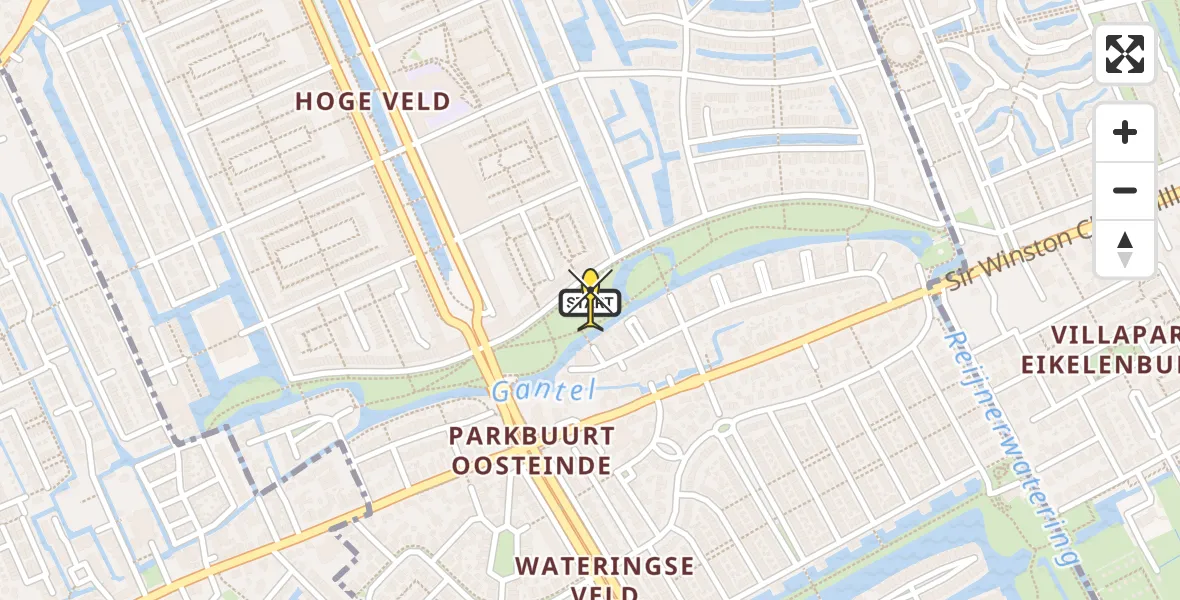 Routekaart van de vlucht: Lifeliner 2 naar Den Haag, Quitoplantsoen