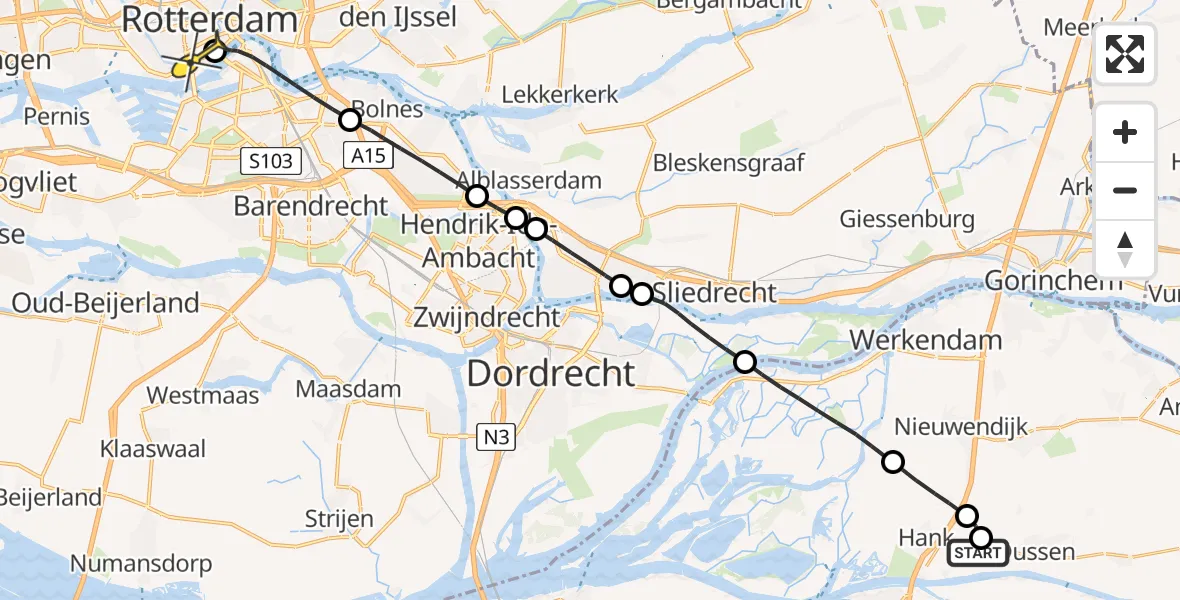 Routekaart van de vlucht: Lifeliner 2 naar Erasmus MC, Oude Straat