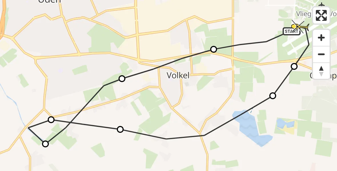 Routekaart van de vlucht: Lifeliner 3 naar Vliegbasis Volkel, Zeelandsedijk