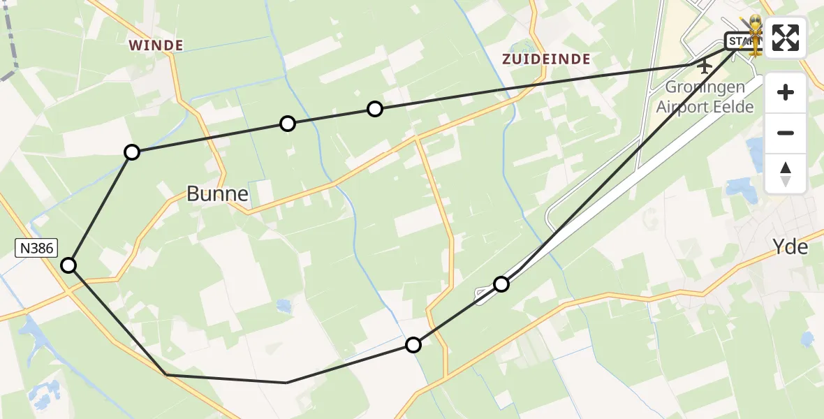 Vluchtroute Traumahelikopter Groningen Airport Eelde - Groningen Airport Eelde, 07 juli 2025, 07:31