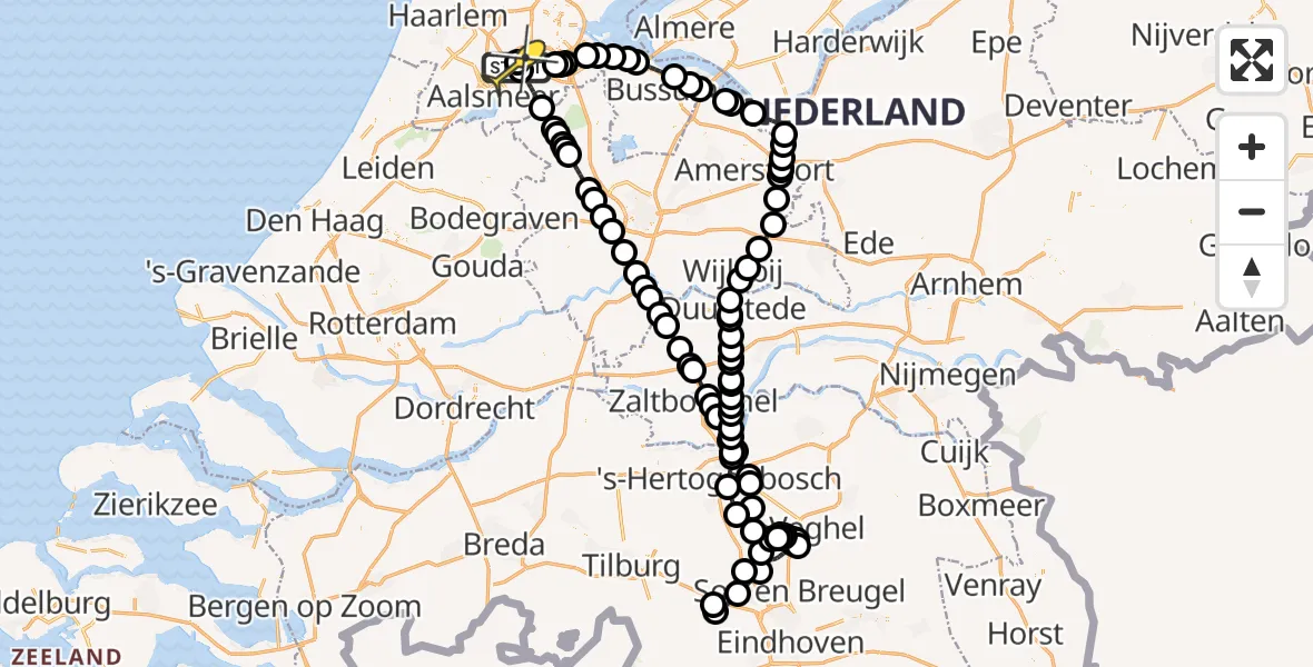 Routekaart van de vlucht: Politieheli naar Schiphol, Kraayveldstraat