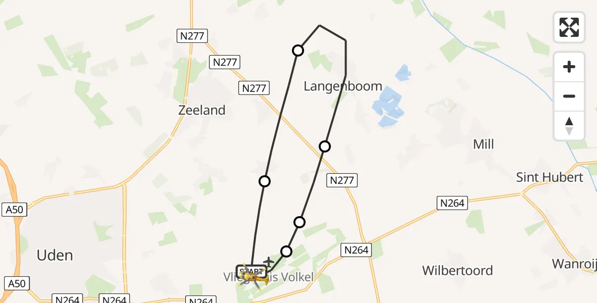Vluchtroute Traumahelikopter Vliegbasis Volkel - Vliegbasis Volkel, 07 juli 2025, 09:42