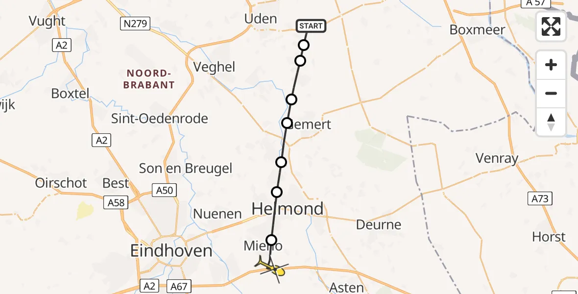 Routekaart van de vlucht: Lifeliner 3 naar Mierlo, Rouwstraat