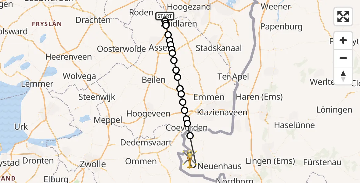 Vluchtroute Traumahelikopter Groningen Airport Eelde - , 07 juli 2025, 15:30