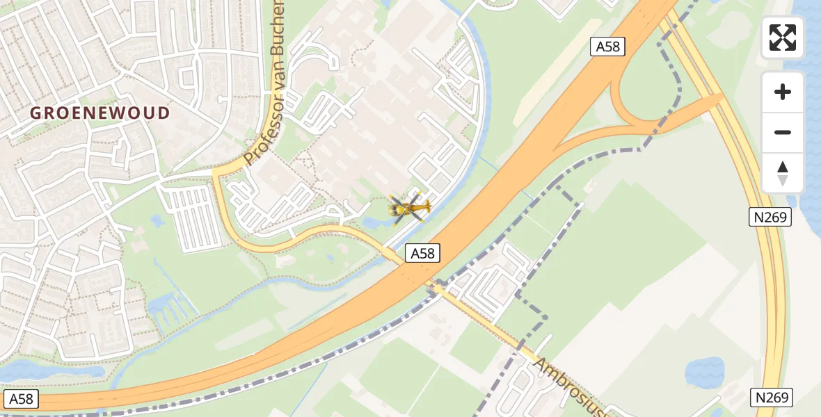 Vluchtroute Traumahelikopter Tilburg - Tilburg, 07 juli 2025, 15:58