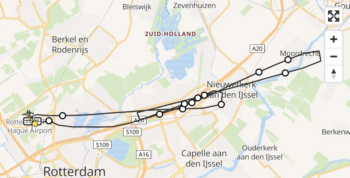 Routekaart van de vlucht: Lifeliner 2 naar Rotterdam The Hague Airport, Woensdrechtstraat