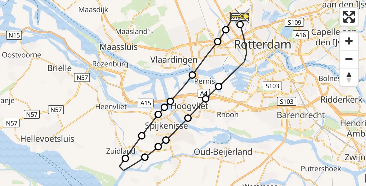Routekaart van de vlucht: Lifeliner 2 naar Rotterdam The Hague Airport, Brandenburgbaan