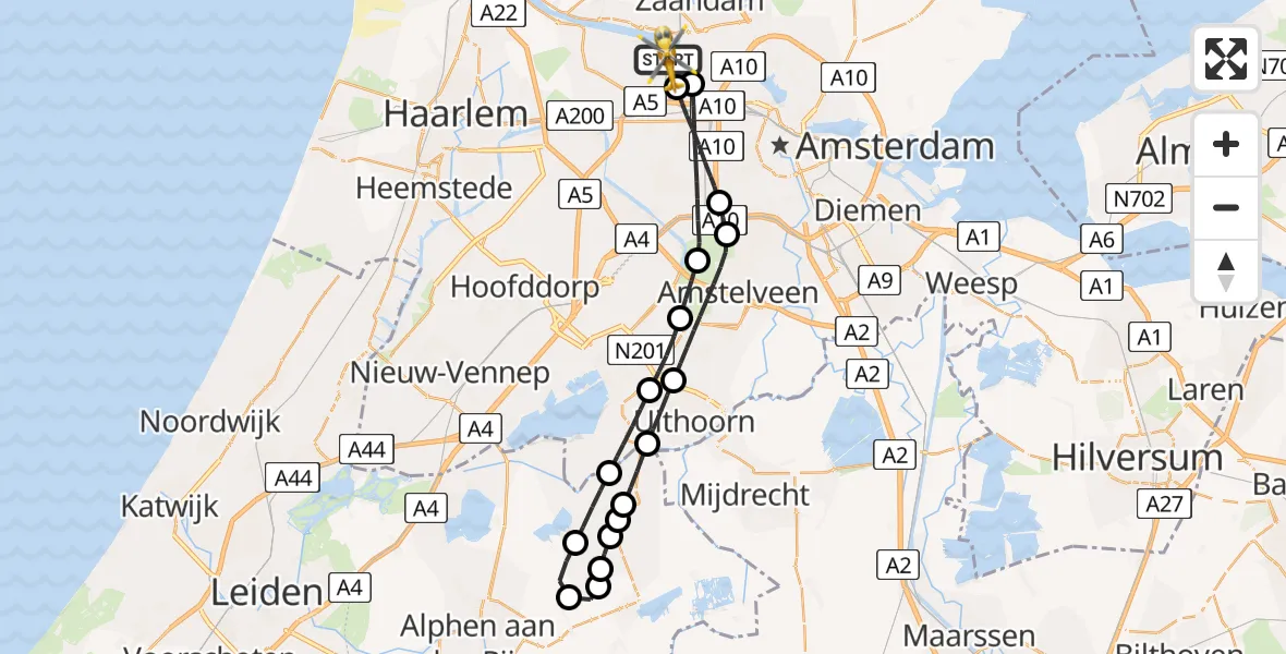 Vluchtroute Traumahelikopter Amsterdam Heliport - Amsterdam Heliport, 07 juli 2025, 18:55