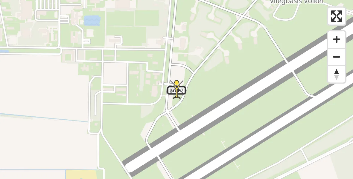 Routekaart van de vlucht: Politieheli naar Vliegbasis Volkel, Zeelandsedijk