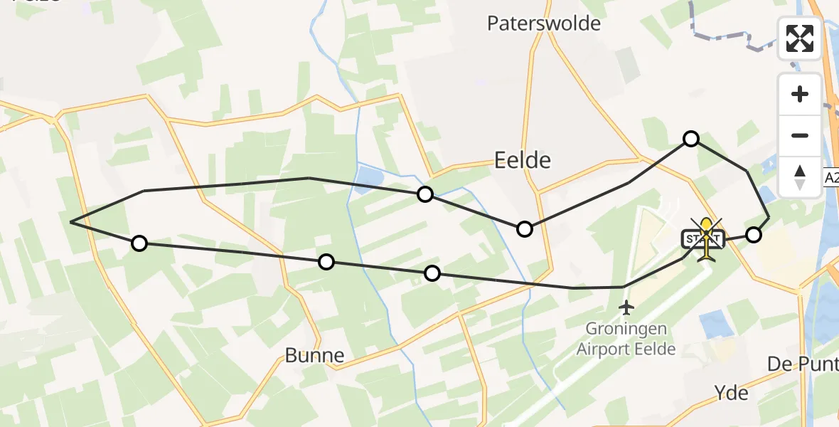 Routekaart van de vlucht: Lifeliner 4 naar Groningen Airport Eelde, Lugtenbergerweg
