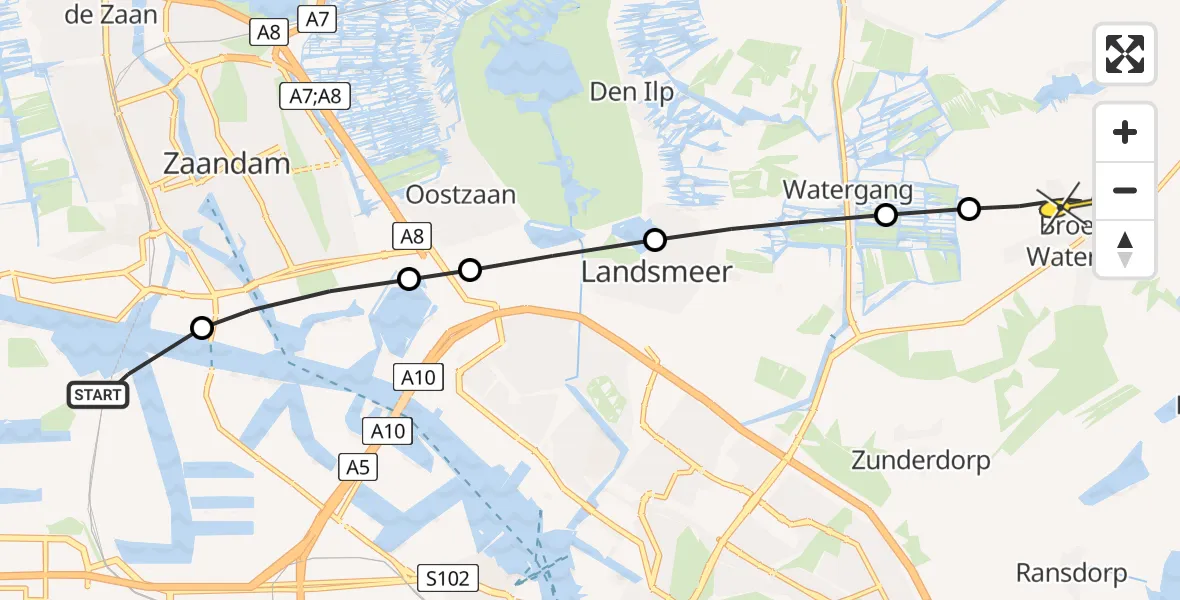 Routekaart van de vlucht: Lifeliner 1 naar Broek in Waterland, Pieter Ghijsenlaan