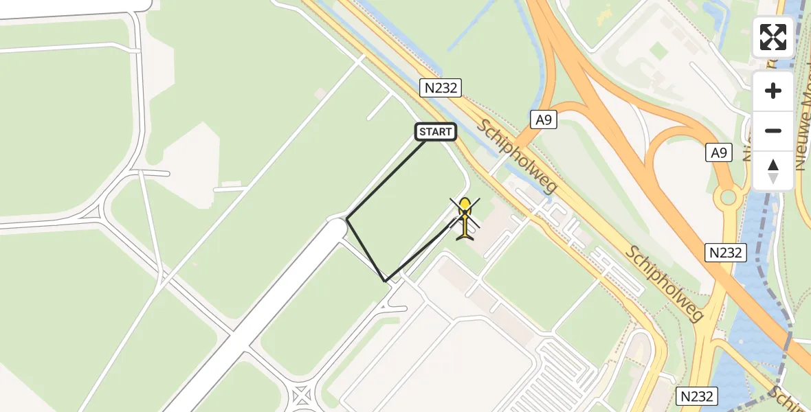 Vluchtroute Politiehelikopter van Schiphol naar Schiphol