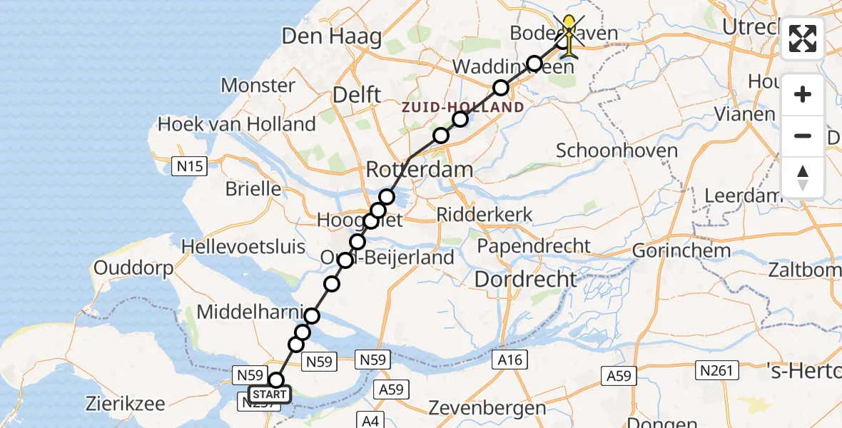 Routekaart van de vlucht: Lifeliner 2 naar Bodegraven, Suisendijk