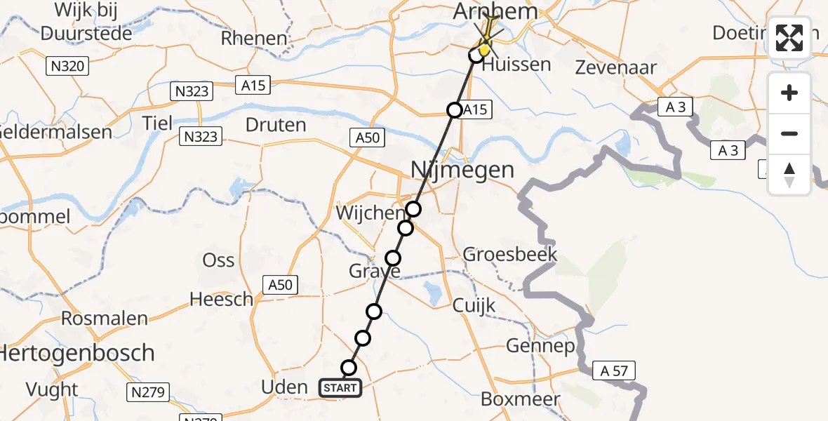 Routekaart van de vlucht: Lifeliner 3 naar Arnhem, Houtvennen