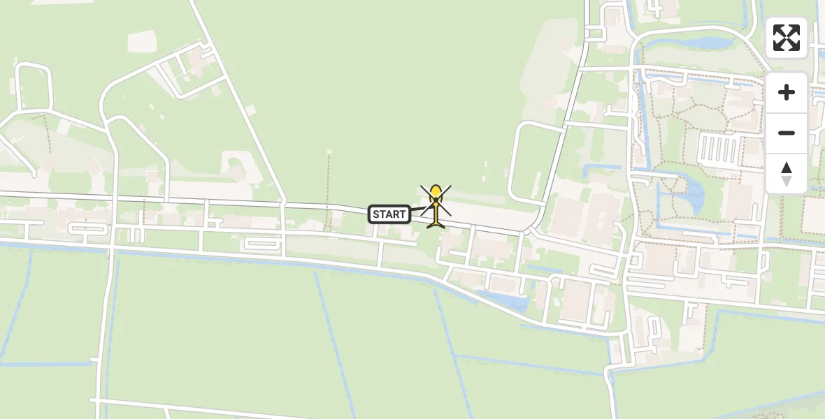 Routekaart van de vlucht: Ambulanceheli naar Vliegbasis Leeuwarden, Keegsdijkje