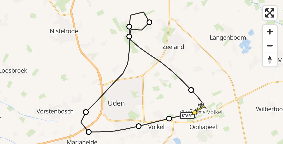 Routekaart van de vlucht: Lifeliner 3 naar Vliegbasis Volkel, Zonnepark Hoogveld Zuid