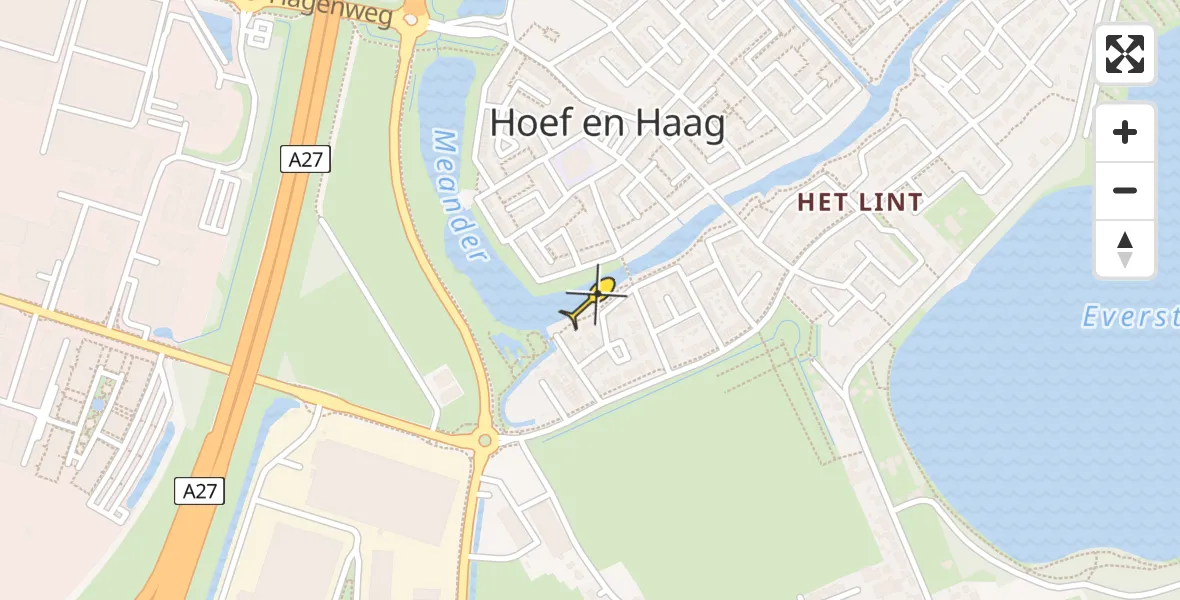 Routekaart van de vlucht: Lifeliner 2 naar Hoef en Haag