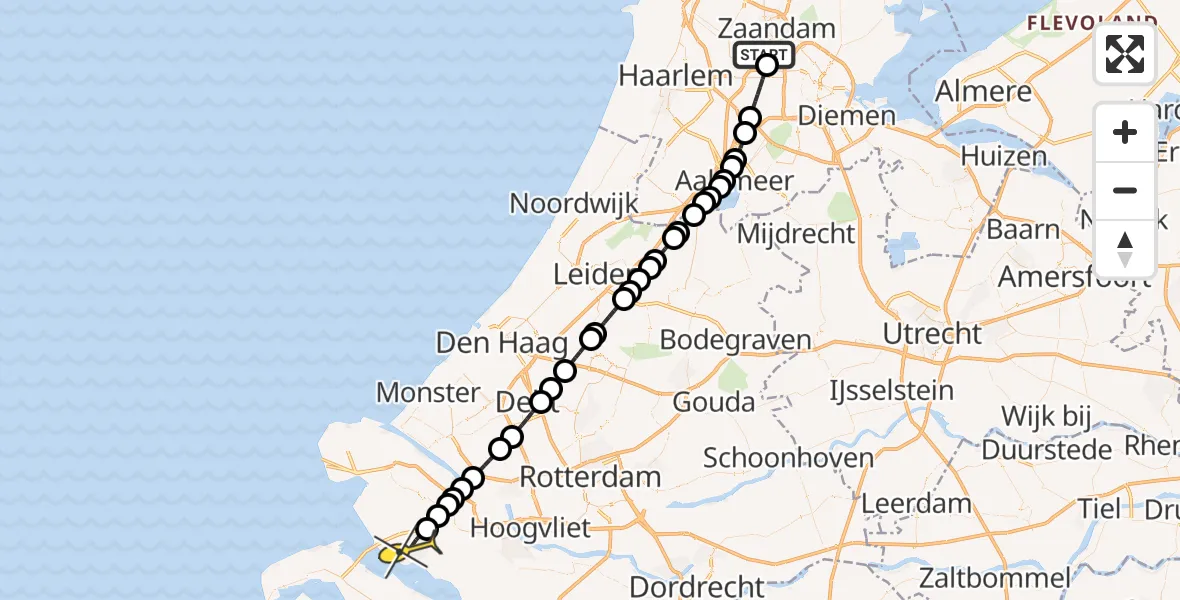 Routekaart van de vlucht: Lifeliner 1 naar Hellevoetsluis, Kajuitpad
