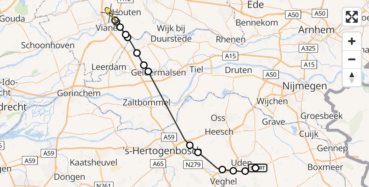 Routekaart van de vlucht: Politiehelikopter naar Nieuwegein, Antoniusstraat