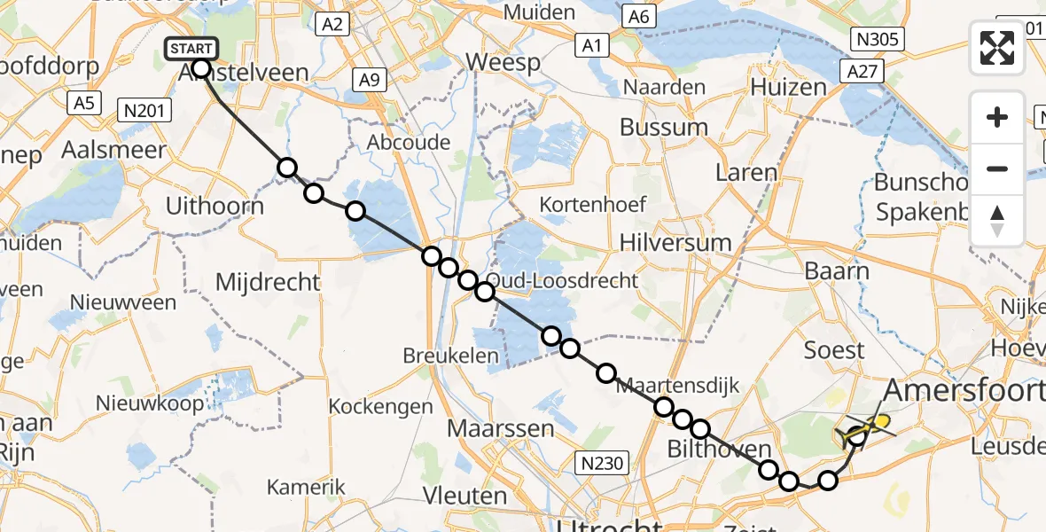 Routekaart van de vlucht: Politiehelikopter naar Soest, Stationsplein-Noordoost