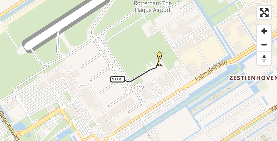 Routekaart van de vlucht: Lifeliner 1 naar Rotterdam The Hague Airport, Brandenburgbaan