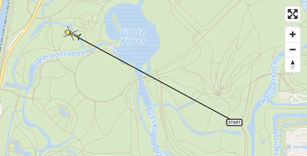 Routekaart van de vlucht: Politiehelikopter naar Amstelveen, De Duizendmeterweg