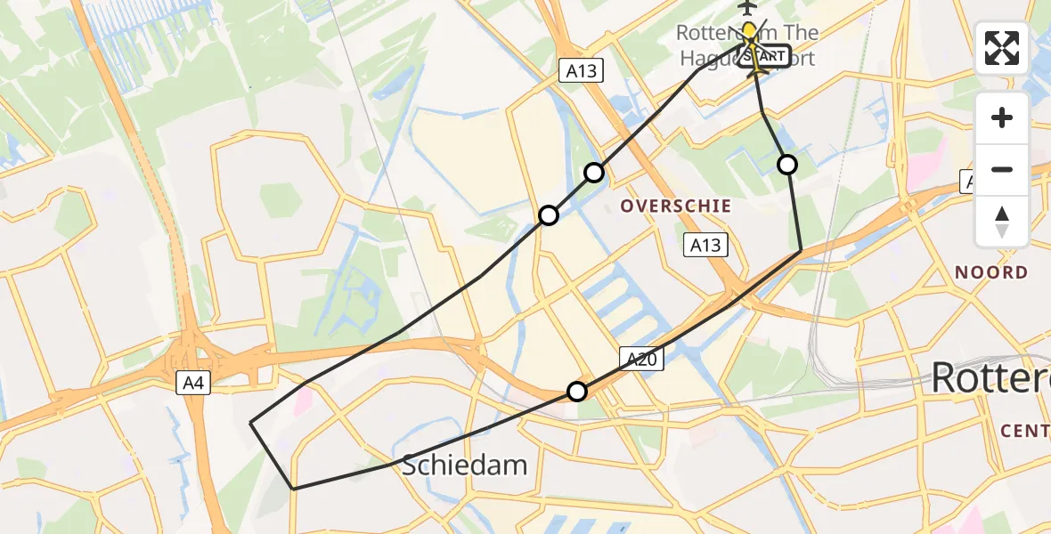 Routekaart van de vlucht: Lifeliner 2 naar Rotterdam The Hague Airport, Vliegveldweg