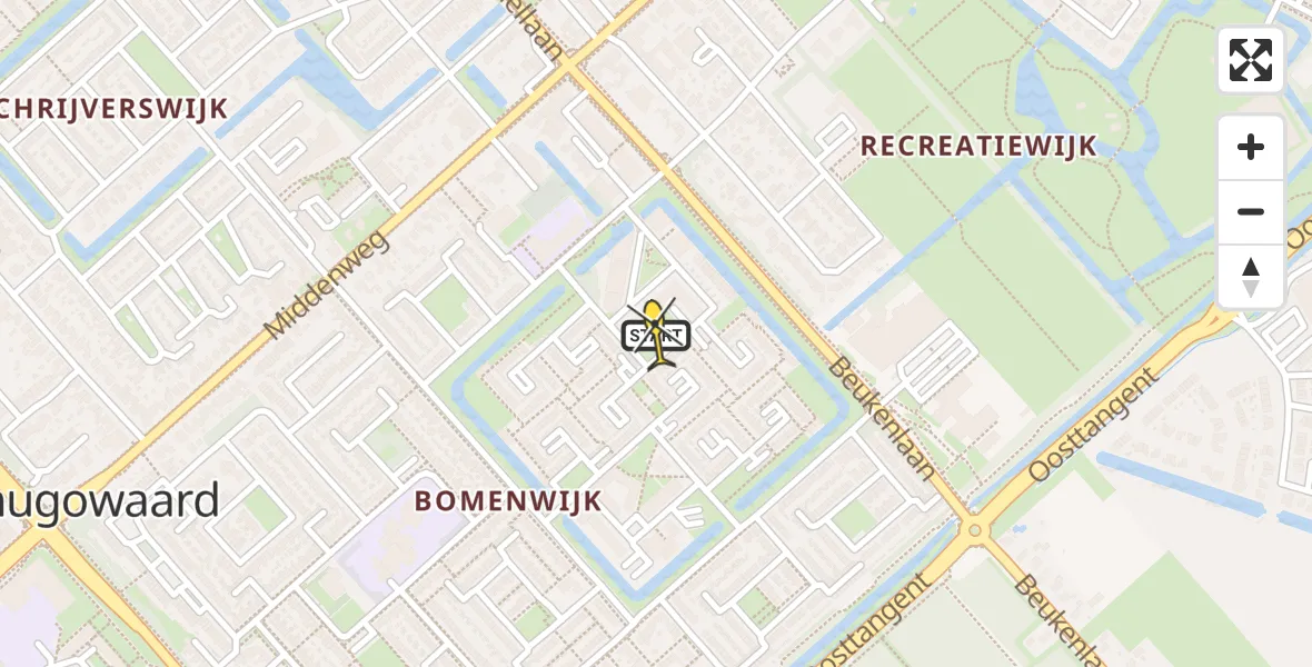 Routekaart van de vlucht: Lifeliner 1 naar Heerhugowaard, Tamarixplantsoen