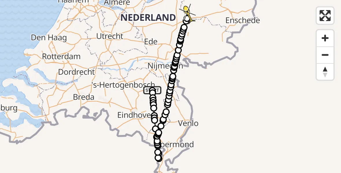 Routekaart van de vlucht: Lifeliner 3 naar Deventer, Vogelstraat