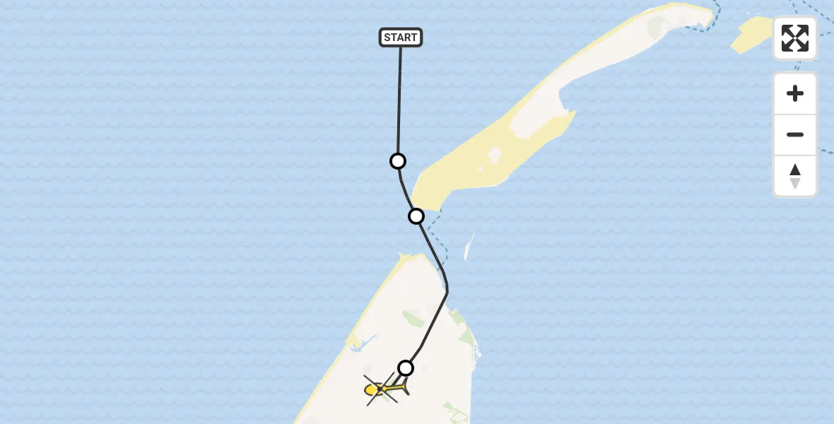 Routekaart van de vlucht: Politieheli naar Texel International Airport, Postweg