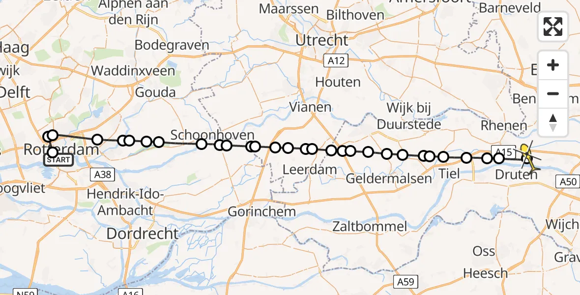 Routekaart van de vlucht: Lifeliner 2 naar Dodewaard, Hendrick Sorchstraat