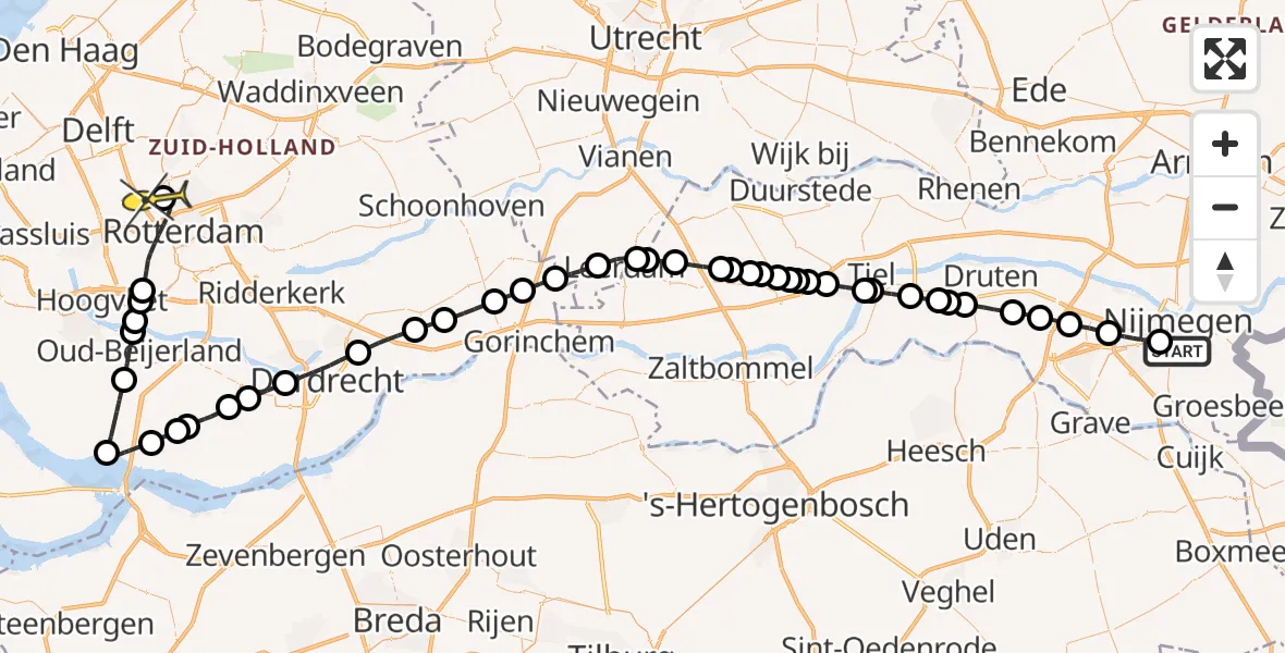 Routekaart van de vlucht: Lifeliner 2 naar Rotterdam The Hague Airport, Dobbelmannweg