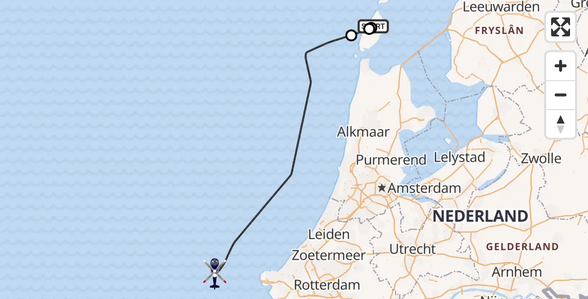Vluchtroute Politiehelikopter Texel International Airport - , 09 juli 2025, 16:38
