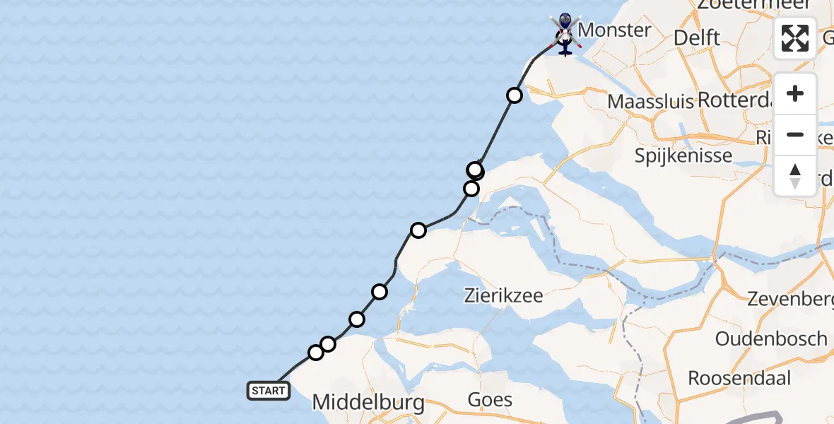 Vluchtroute Politiehelikopter Vlissingen - , 09 juli 2025, 17:45